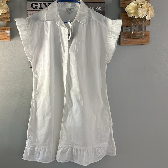 Crown & Ivy Classic White Button-Up Dress - Picture 1 of 5